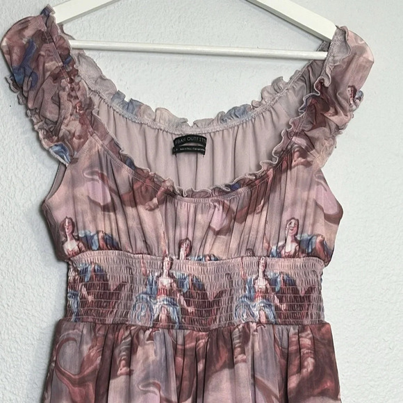 Urban Outfitters Rosie Mesh Romper Renaissance Pink Womens Size Small - Picture 4 of 15